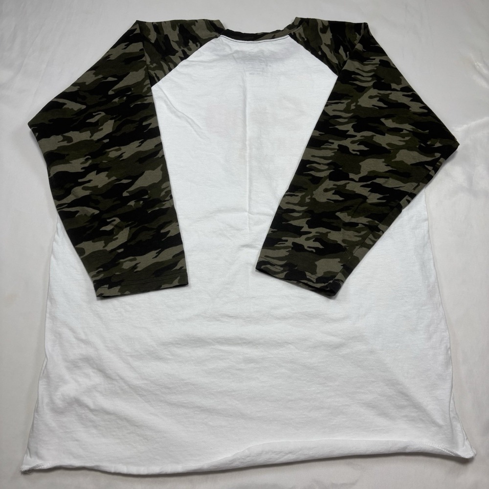 Baseball Shirt Women's XL White & Camo Sleeves "Sip Me Baby One More Time" - Picture 4 of 8